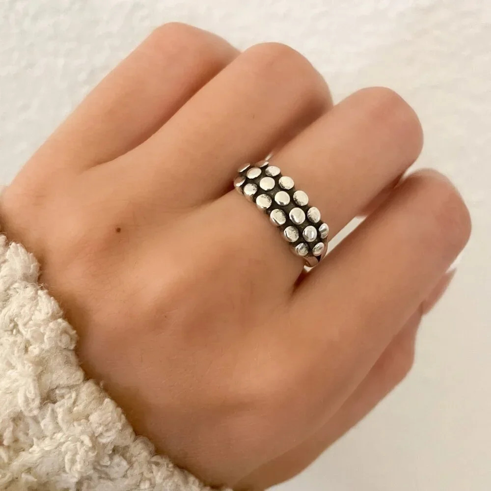 925 Sterling Silver Bead Ring Minimalist Ring Dainty Ring Stacakble Ring Band - Picture 1 of 9